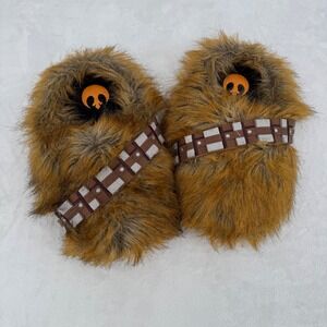 Star Wars Chewbacca Wookiee Faux Fur Slippers Slides Mens XL 10-12 Brown Chewy